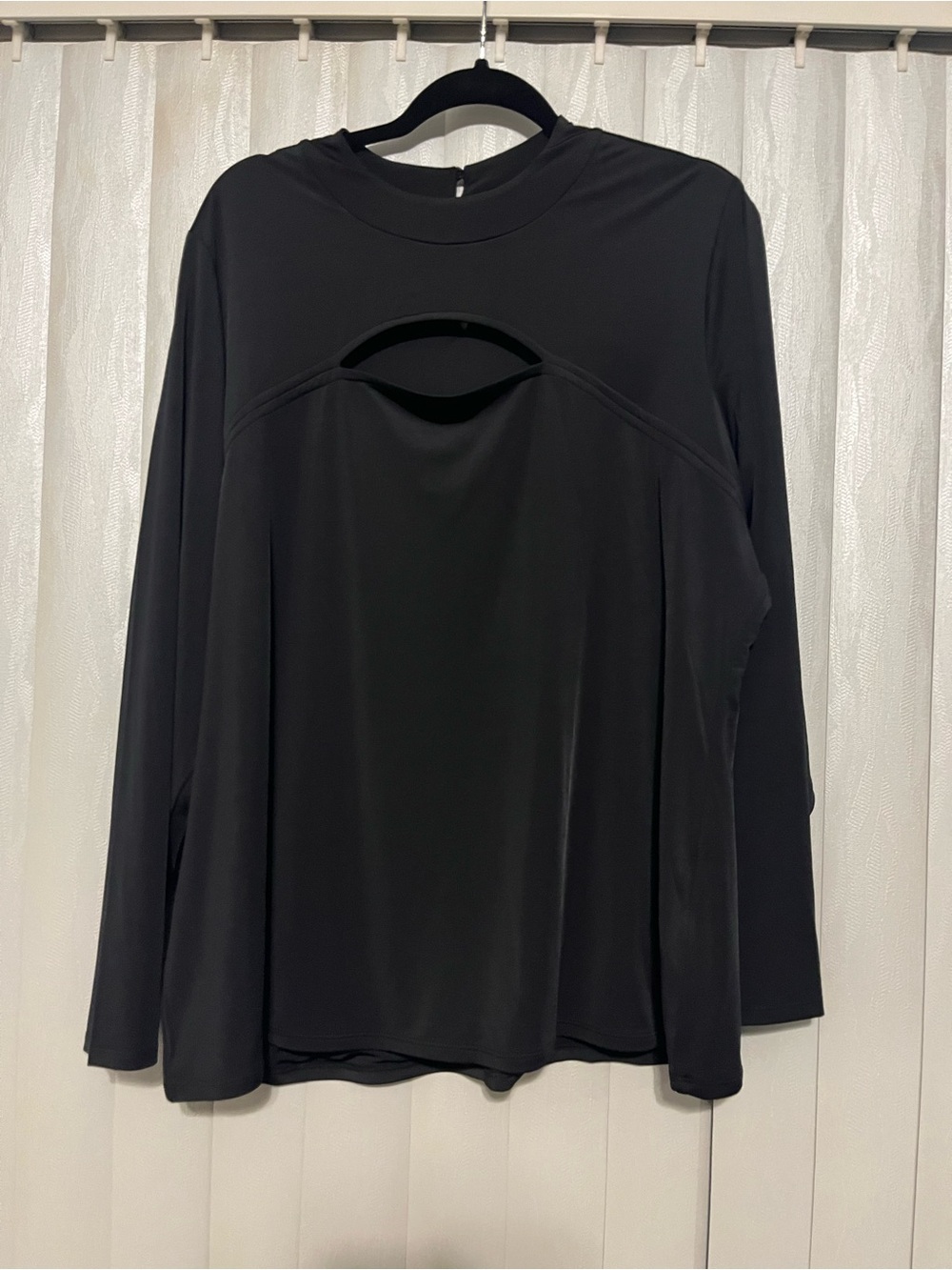 Black Long-Sleeve Cutout Women's Top